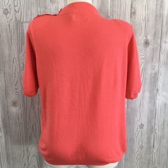 Vintage JP Collections Mock Turtleneck Orange Short Sleeve Sweater Top - Picture 6 of 8